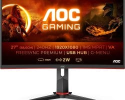Auf dem Bildschirm wird der AOC Gaming C27G2ZU Monitor angezeigt.