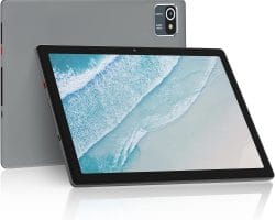 Ein Tablet-Computer mit Blick auf das Meer.