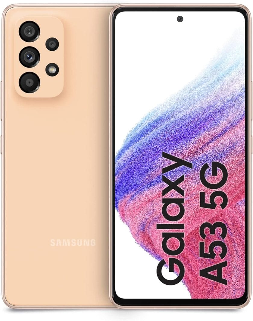 Samsung Galaxy A53 5G Android Smartphone, Infinity-O FHD+ Display 6.5 Inch ¹, 6GB RAM and 128GB Internal Memory, Expandable², 5000mAh Battery, Peach Orange